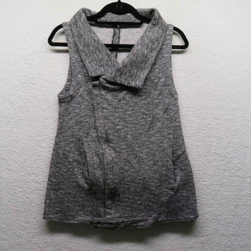 For Cynthia Womens Gray Marl Asymmetrical Moto Vest Cowl Neck Size Medium